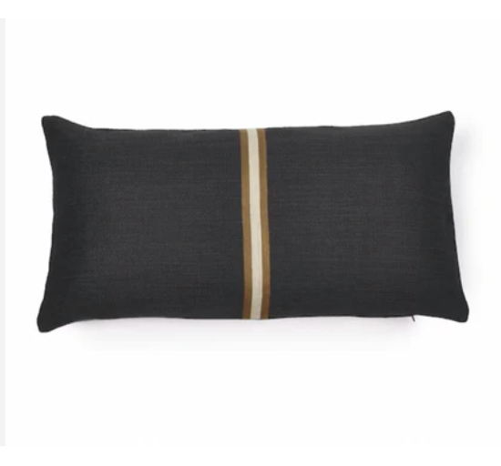 LIBECO FADED BLACK JASPER LUMBAR PILLOW COVER